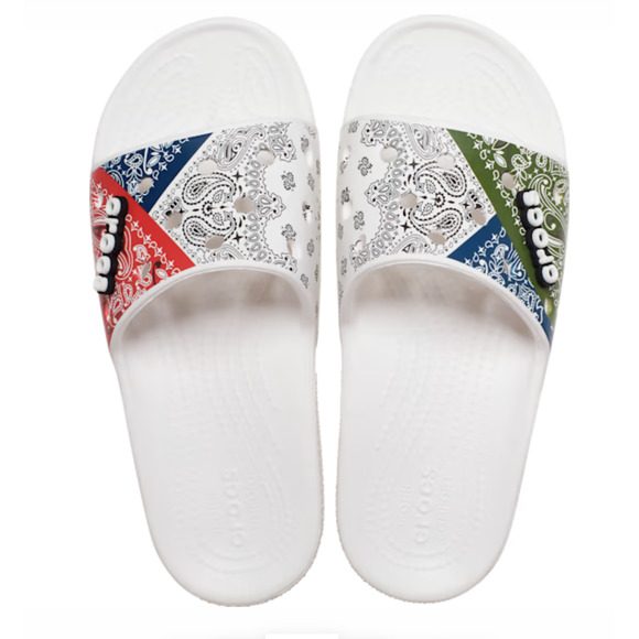 CROCS Other - Classic Crocs BANDANA Slides w/ Jibbitz Flip Flops |  Mens 11, NEW!